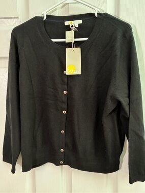 Boden XL Cashmere Dark Navy Button-Front Cardigan
